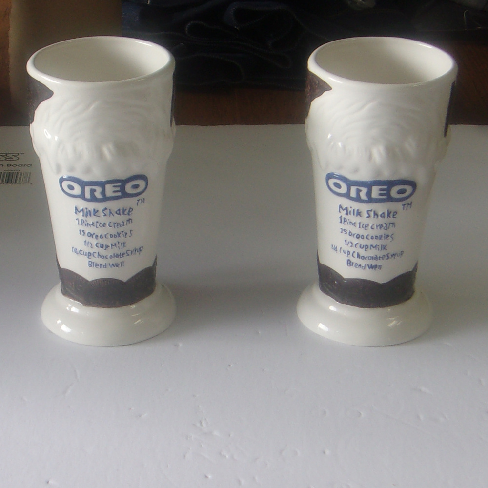 Two Oreo Cookie Ceramic Milkshake Glass, Mug